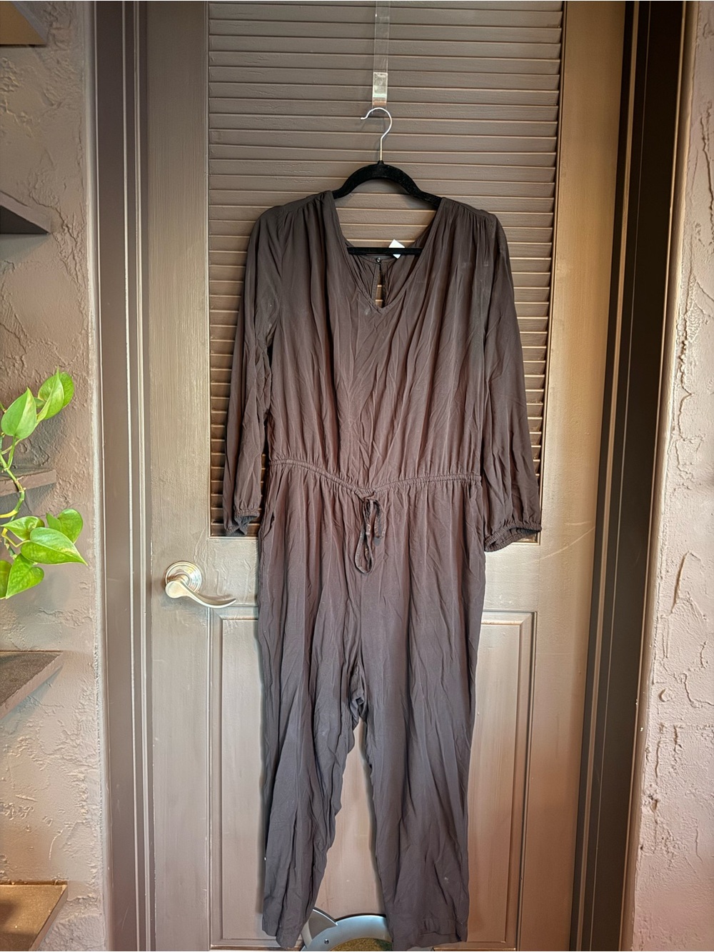 Old Navy Black and Deep Brown Layered V-Neck Top